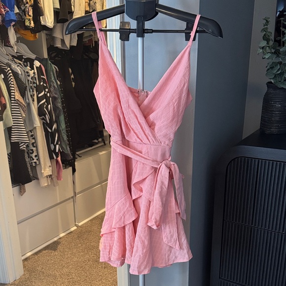 Francesca's Collections Dresses & Skirts - Pink Ruffle Wrap Mini Dress